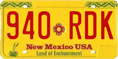 NM license plate 940RDK