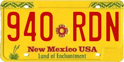 NM license plate 940RDN