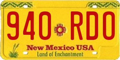 NM license plate 940RDO