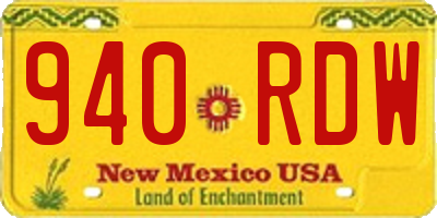 NM license plate 940RDW