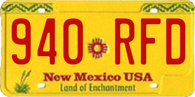 NM license plate 940RFD