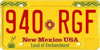 NM license plate 940RGF