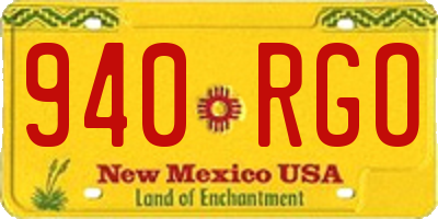 NM license plate 940RGO