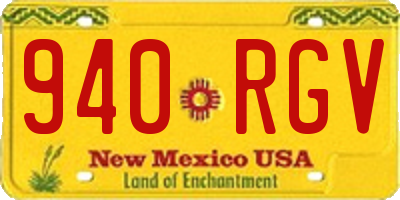 NM license plate 940RGV