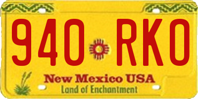 NM license plate 940RKO