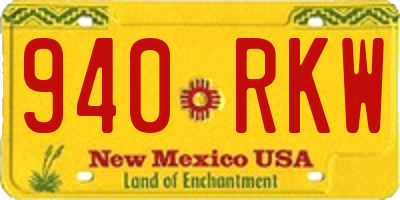NM license plate 940RKW