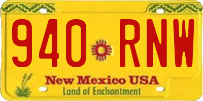 NM license plate 940RNW