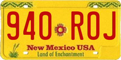 NM license plate 940ROJ
