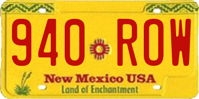 NM license plate 940ROW