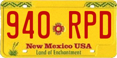 NM license plate 940RPD