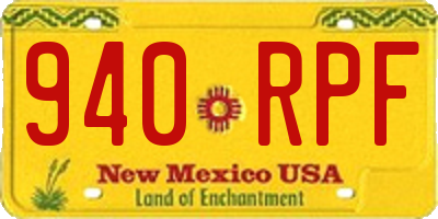 NM license plate 940RPF