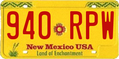 NM license plate 940RPW