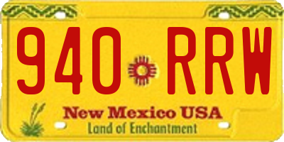 NM license plate 940RRW