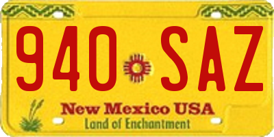 NM license plate 940SAZ