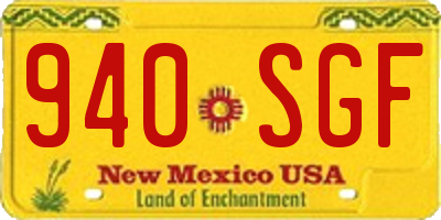 NM license plate 940SGF