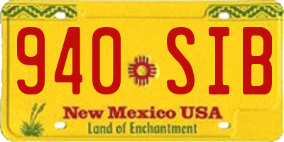 NM license plate 940SIB