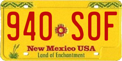 NM license plate 940SOF