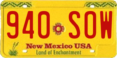 NM license plate 940SOW
