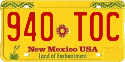 NM license plate 940TOC