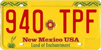 NM license plate 940TPF