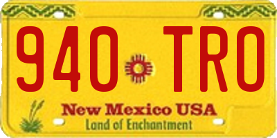 NM license plate 940TRO