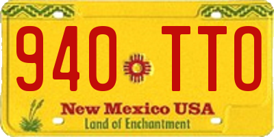NM license plate 940TTO