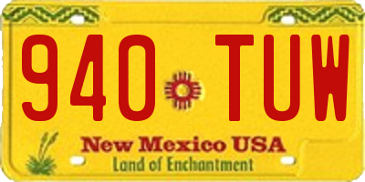 NM license plate 940TUW