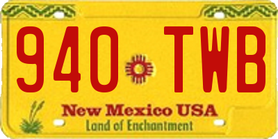 NM license plate 940TWB