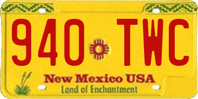 NM license plate 940TWC