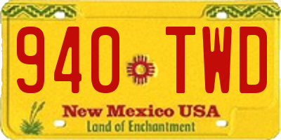 NM license plate 940TWD