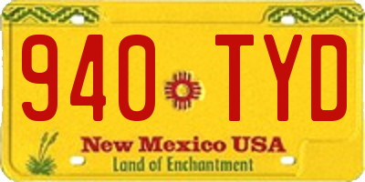 NM license plate 940TYD