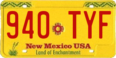 NM license plate 940TYF