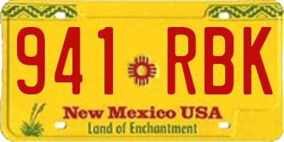 NM license plate 941RBK