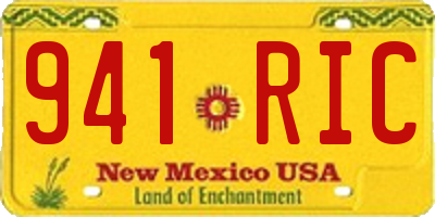 NM license plate 941RIC