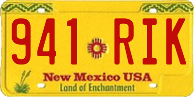 NM license plate 941RIK