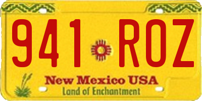 NM license plate 941ROZ