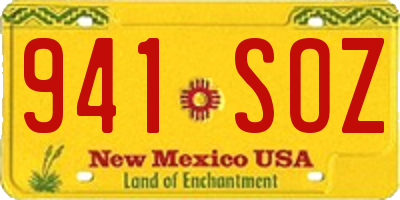 NM license plate 941SOZ