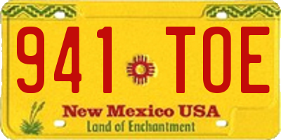 NM license plate 941TOE