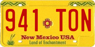 NM license plate 941TON