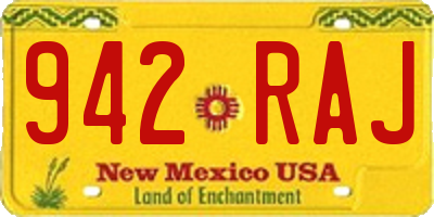 NM license plate 942RAJ