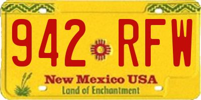 NM license plate 942RFW