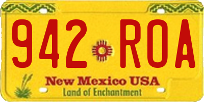 NM license plate 942ROA