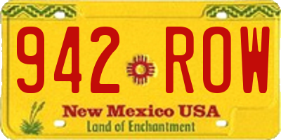 NM license plate 942ROW