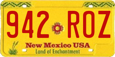 NM license plate 942ROZ