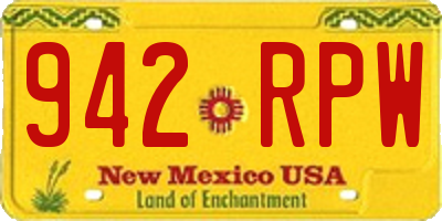NM license plate 942RPW