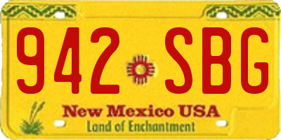 NM license plate 942SBG