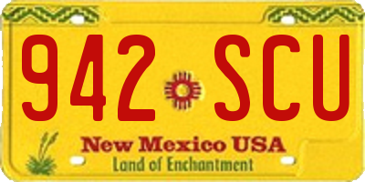 NM license plate 942SCU
