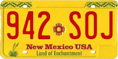 NM license plate 942SOJ