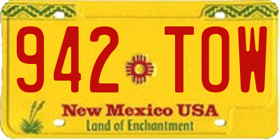 NM license plate 942TOW