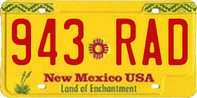 NM license plate 943RAD
